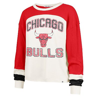 Women's '47 Cream Chicago Bulls Curve Raglan Long Sleeve T-Shirt
