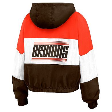 Women's WEAR by Erin Andrews Brown/Orange Cleveland Browns Plus Size Color Block Full-Zip Windbreaker Jacket