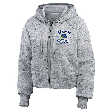 Women's WEAR by Erin Andrews Heather Gray Golden State Warriors Speckled Radiator Full-Zip Hoodie