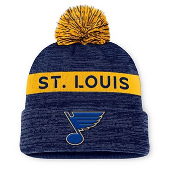 Men's Fanatics Navy/Gold St. Louis Blues Authentic Pro Rink Cuffed Knit Hat with Pom