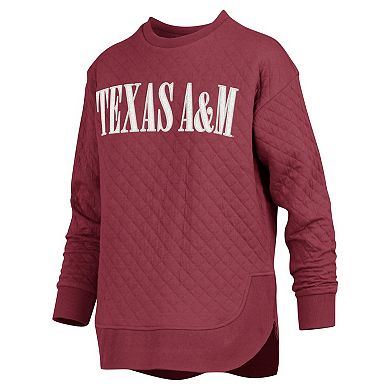 Women's Pressbox Maroon Texas A&M Aggies Quilted Long Sleeve Pullover Sweatshirt