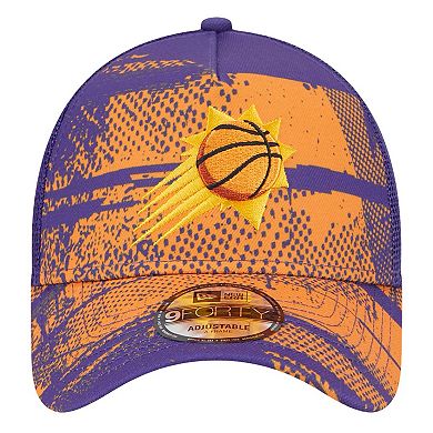 Men's New Era Purple/Orange Phoenix Suns Tip Off A-Frame Trucker 9FORTY Adjustable Hat