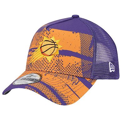Men's New Era Purple/Orange Phoenix Suns Tip Off A-Frame Trucker 9FORTY Adjustable Hat