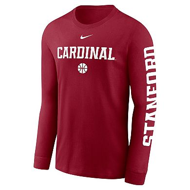 Men's Nike Cardinal Stanford Cardinal Basketball Icon Two-Hit Long Sleeve T-Shirt