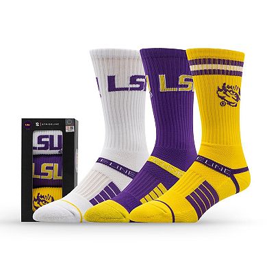 Unisex Strideline LSU Tigers Premium Knit Crew Socks Three-Pack
