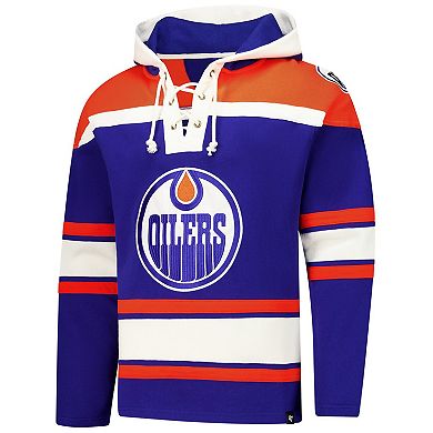 Men's '47 Royal Edmonton Oilers Superior Lacer Pullover Hoodie