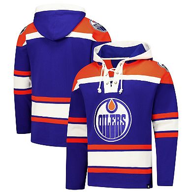 Men's '47 Royal Edmonton Oilers Superior Lacer Pullover Hoodie