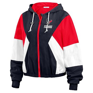 Women's WEAR by Erin Andrews Navy Houston Texans Color Block Full-Zip Windbreaker Jacket