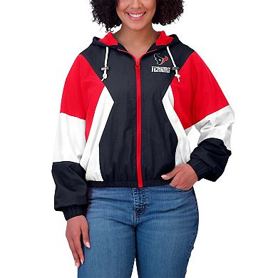 Women's WEAR by Erin Andrews Navy Houston Texans Color Block Full-Zip Windbreaker Jacket