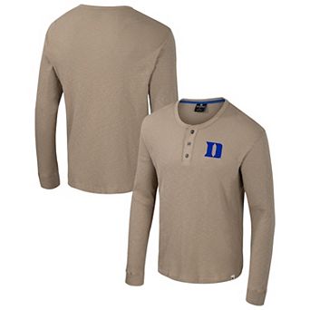 Men's Colosseum Tan Duke Blue Devils Great Outdoors Henley Long Sleeve Shirt