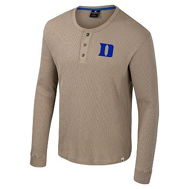 Men's Colosseum Tan Duke Blue Devils Great Outdoors Henley Long Sleeve Shirt