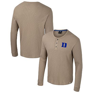 Men's Colosseum Tan Duke Blue Devils Great Outdoors Henley Long Sleeve Shirt