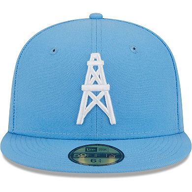 Men's New Era Light Blue Houston Oilers Gridiron Classics Throwback Main 59FIFTY Fitted Hat