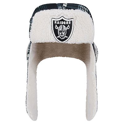 New Era Black Las Vegas Raiders Sideline Plaid Sherpa Trapper Hat