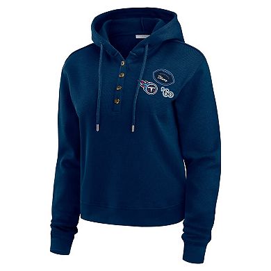 Women's WEAR by Erin Andrews Navy Tennessee Titans Waffle Hoodie Pullover Top