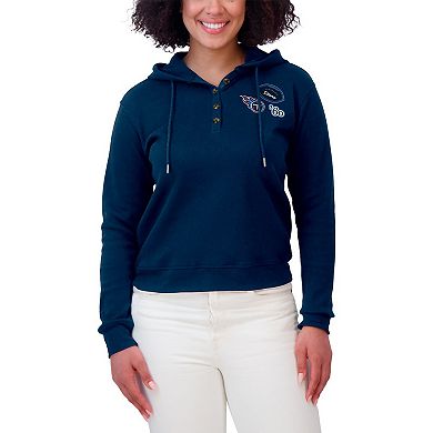 Women's WEAR by Erin Andrews Navy Tennessee Titans Waffle Hoodie Pullover Top