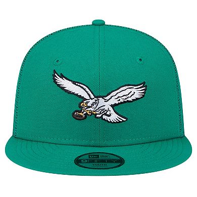 Youth New Era Kelly Green Philadelphia Eagles Main Trucker Snapback Hat
