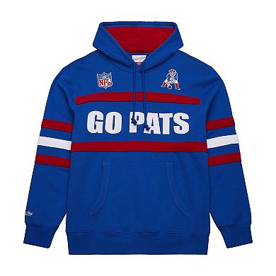 Men's Royal New England Patriots Vintage Logo Head Coach Fleece Pullover Hoodie