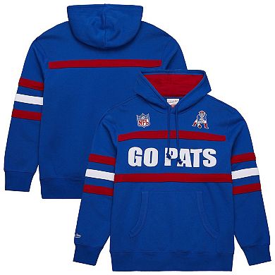 Men's Royal New England Patriots Vintage Logo Head Coach Fleece Pullover Hoodie