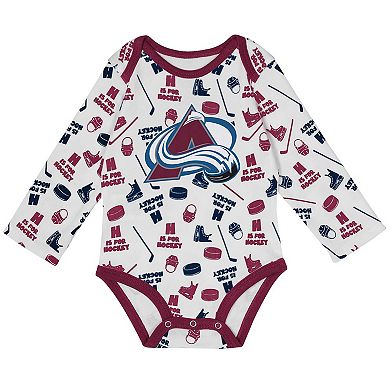 Infant White Colorado Avalanche Quick Learner Long Sleeve Bodysuit