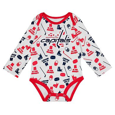 Infant White Washington Capitals Quick Learner Long Sleeve Bodysuit