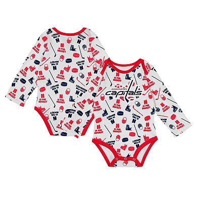 Infant White Washington Capitals Quick Learner Long Sleeve Bodysuit