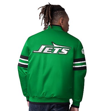 Men's Starter Green New York Jets Vintage Logo Scout I Full-Snap Varsity Jacket