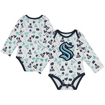 Infant White Seattle Kraken Quick Learner Long Sleeve Bodysuit