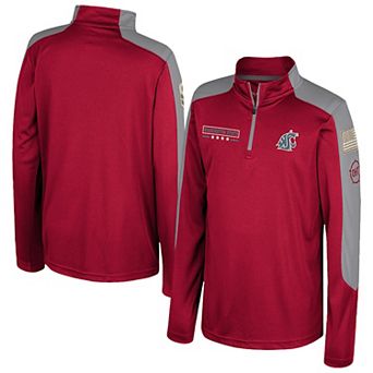 Youth Colosseum Crimson Washington State Cougars OHT Military Appreciation Cyclone Quarter-Zip Windshirt