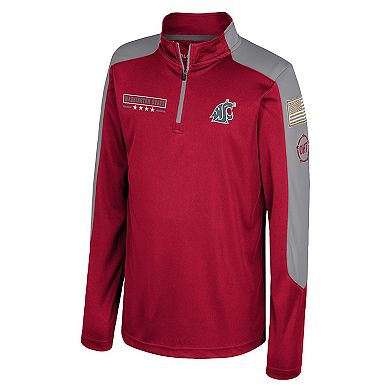Youth Colosseum Crimson Washington State Cougars OHT Military Appreciation Cyclone Quarter-Zip Windshirt