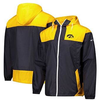 Men's Columbia Black Iowa Hawkeyes Flash Challenger II Omni-Shade Full-Zip Windbreaker Jacket