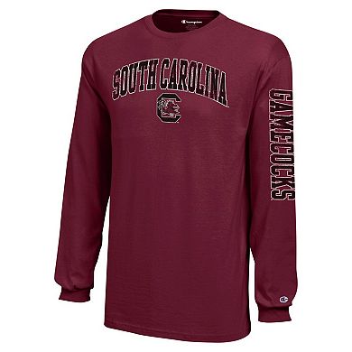 Youth Champion Garnet South Carolina Gamecocks Distressed Arch Over Logo Long Sleeve T-Shirt