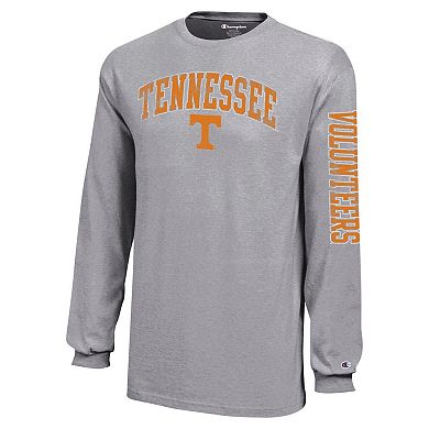 Youth Champion Gray Tennessee Volunteers Distressed Arch Over Logo Long Sleeve T-Shirt