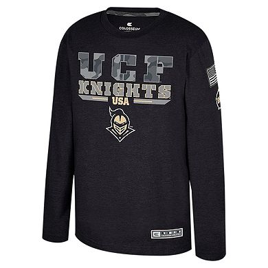 Youth Colosseum Heather Black UCF Knights OHT Military Appreciation Oorah Long Sleeve T-Shirt