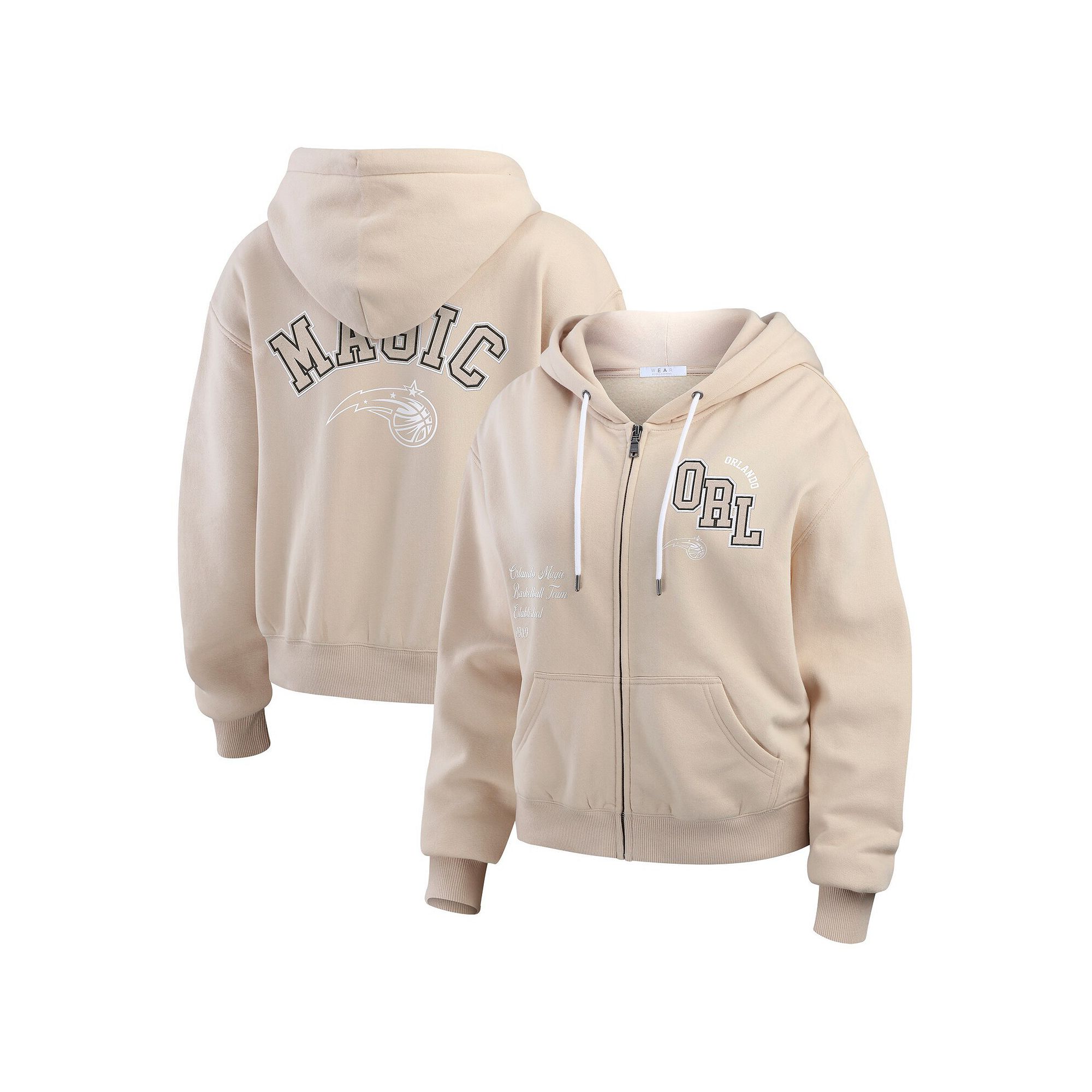 Womens WEAR by Erin Andrews Tan Orlando Magic Tonal Felt Patch Full-Zip Ho