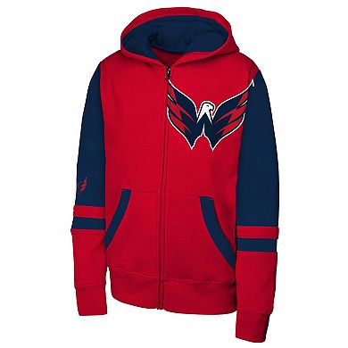Youth Red Washington Capitals Face Off Full-Zip Hoodie