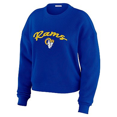 Women's WEAR by Erin Andrews Cream Los Angeles Rams Knitted Tri-Blend Long Sleeve T-Shirt & Pants Lounge Set