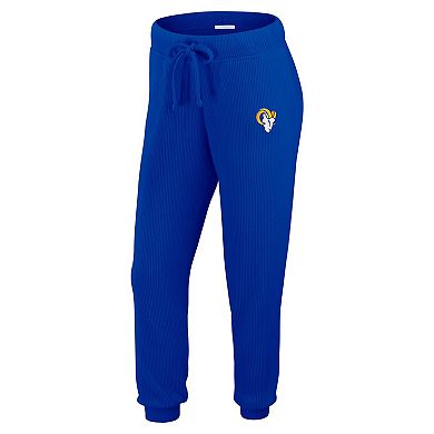 Women's WEAR by Erin Andrews Cream Los Angeles Rams Knitted Tri-Blend Long Sleeve T-Shirt & Pants Lounge Set