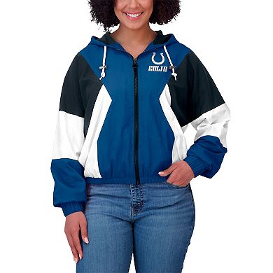 Women's WEAR by Erin Andrews Blue Indianapolis Colts Color Block Full-Zip Windbreaker Jacket