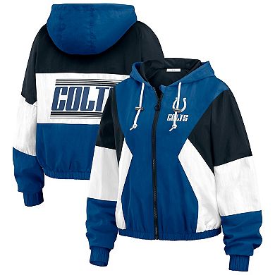 Women's WEAR by Erin Andrews Blue Indianapolis Colts Color Block Full-Zip Windbreaker Jacket