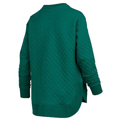 Women's Pressbox Green Michigan State Spartans Quilted Long Sleeve Pullover Sweatshirt