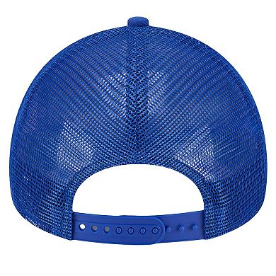 Men's New Era Royal/Gold Golden State Warriors Tip Off A-Frame Trucker 9FORTY Adjustable Hat