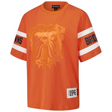 Women's The Wild Collective Orange Cleveland Browns Drop Shoulder T-Shirt