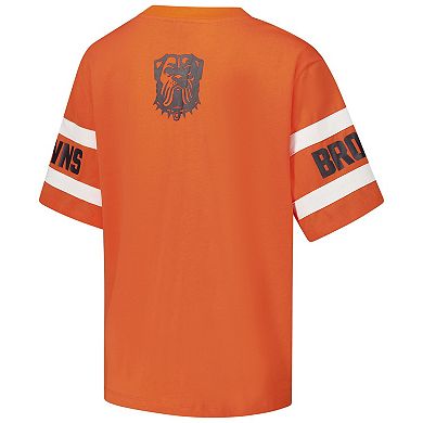 Women's The Wild Collective Orange Cleveland Browns Drop Shoulder T-Shirt