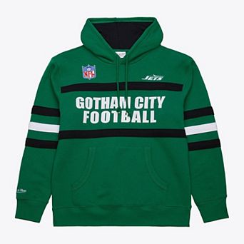 Men's Kelly Green New York Jets Vintage Logo Head Coach Fleece Pullover Hoodie