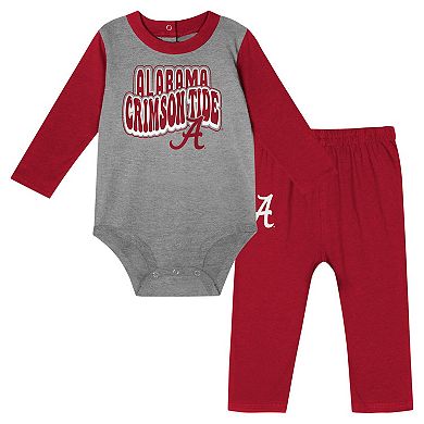 Infant Crimson Alabama Crimson Tide Double Up Long Sleeve Bodysuit & Pant Set