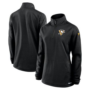 Women's Fanatics Black Pittsburgh Penguins Authentic Pro Rink Lightweight Quarter-Zip Pullover Top