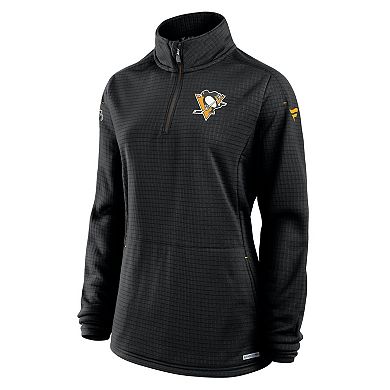 Women's Fanatics Black Pittsburgh Penguins Authentic Pro Rink Lightweight Quarter-Zip Pullover Top
