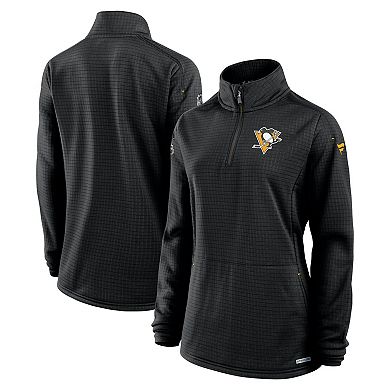 Women's Fanatics Black Pittsburgh Penguins Authentic Pro Rink Lightweight Quarter-Zip Pullover Top