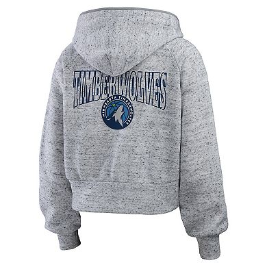 Women's WEAR by Erin Andrews Heather Gray Minnesota Timberwolves Speckled Radiator Full-Zip Hoodie